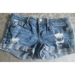 Aeropostale Denim Shorts Womens Size 00 XS Distressed Rockabilly Cowgirl Country